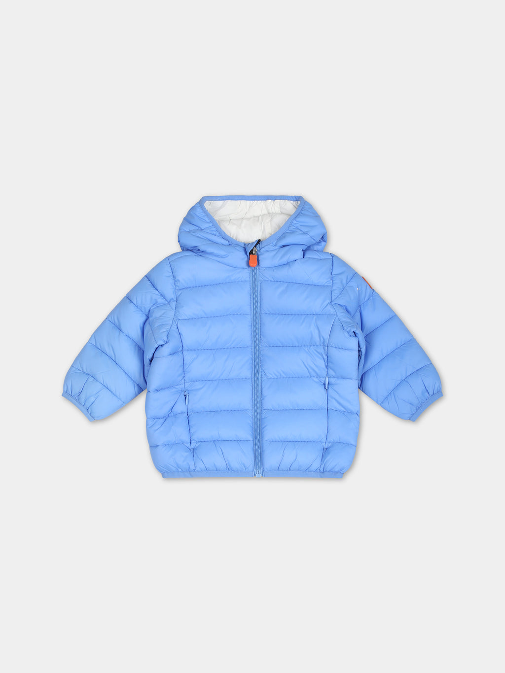 Light blue jacket for baby boy with logo